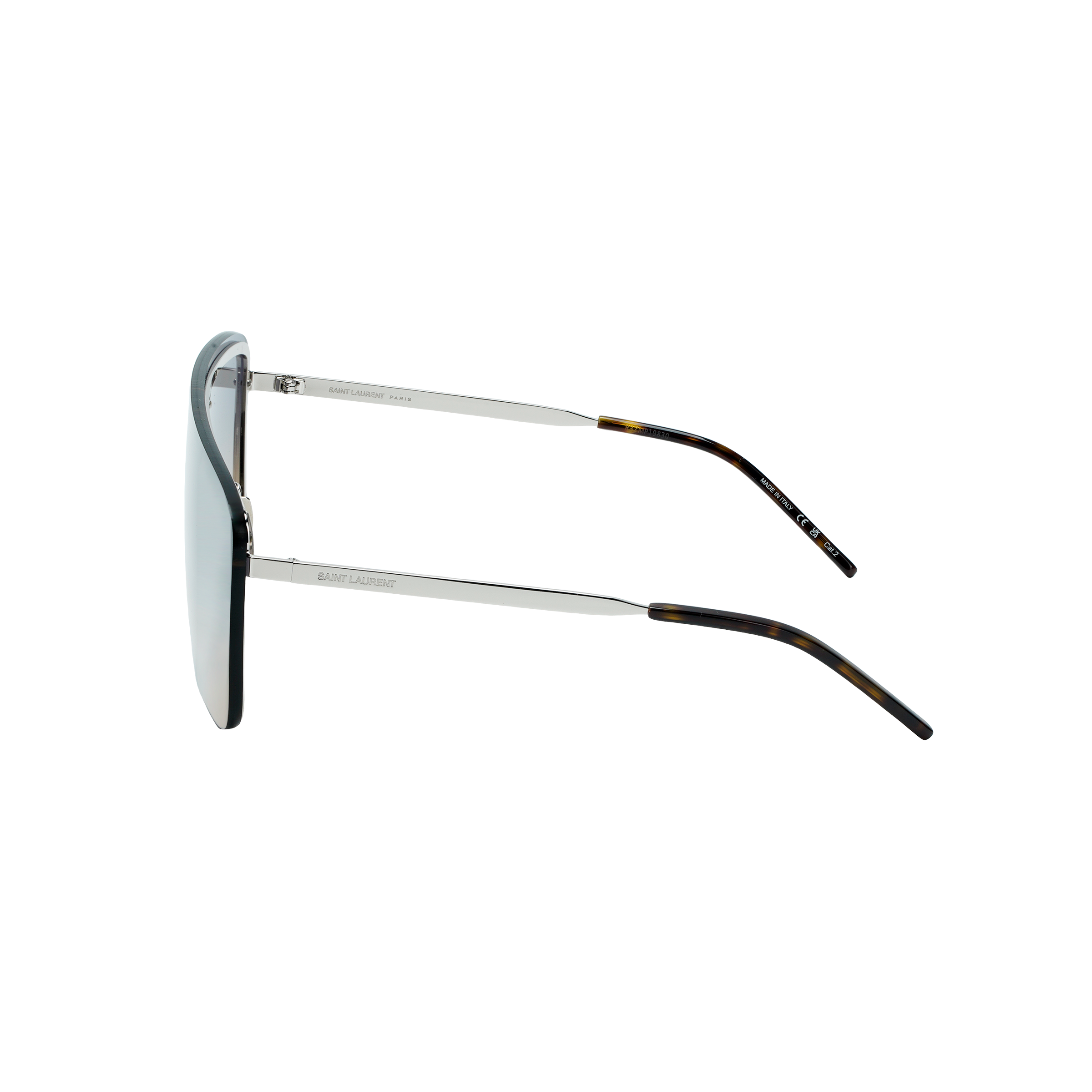 Shop SAINT LAURENT 不規則金屬框太陽眼鏡 情侶款 男女通用款 SL364MASK009