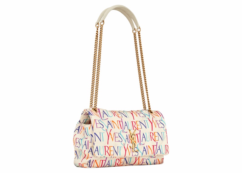 Saint Laurent Jamie Chain Bag Carre Rive Gauche In Printed Silk Medium Blanc Multicolor 圖 2