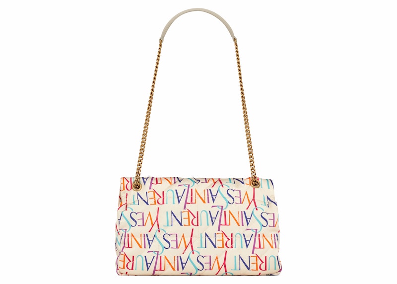 Saint Laurent Jamie Chain Bag Carre Rive Gauche In Printed Silk Medium Blanc Multicolor 圖 3