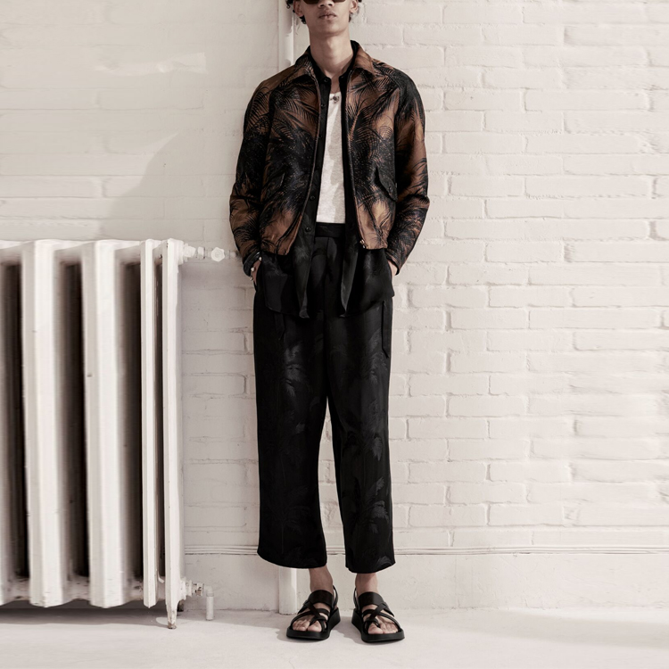 Shop Chaqueta Satinada SAINT LAURENT Jungle Palm con Cremallera Marrón Tabaco. 637524Y1C264068