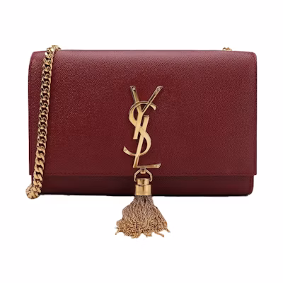 Saint Laurent Kate Chain Wallet With Tassle Rouge Legion