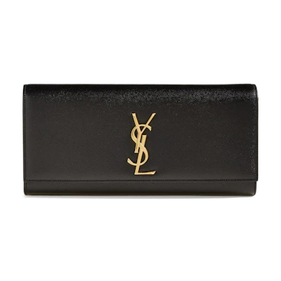 Saint Laurent Kate Clutch Grain De Poudre Gold-tone Black