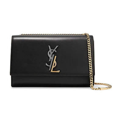 Saint Laurent Kate Gold/Silver YSL Medium Black