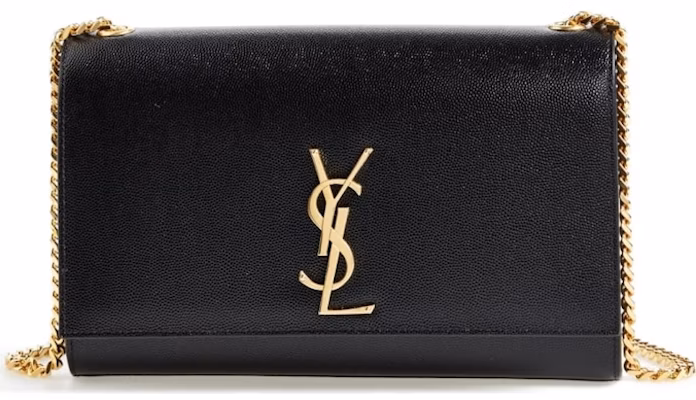 Saint Laurent Kate Medium Chain Bag in Grain De Poudre Gold-tone Black Buy Saint Laurent Kate Medium Chain Bag in Grain De Poudre Gold-tone Black