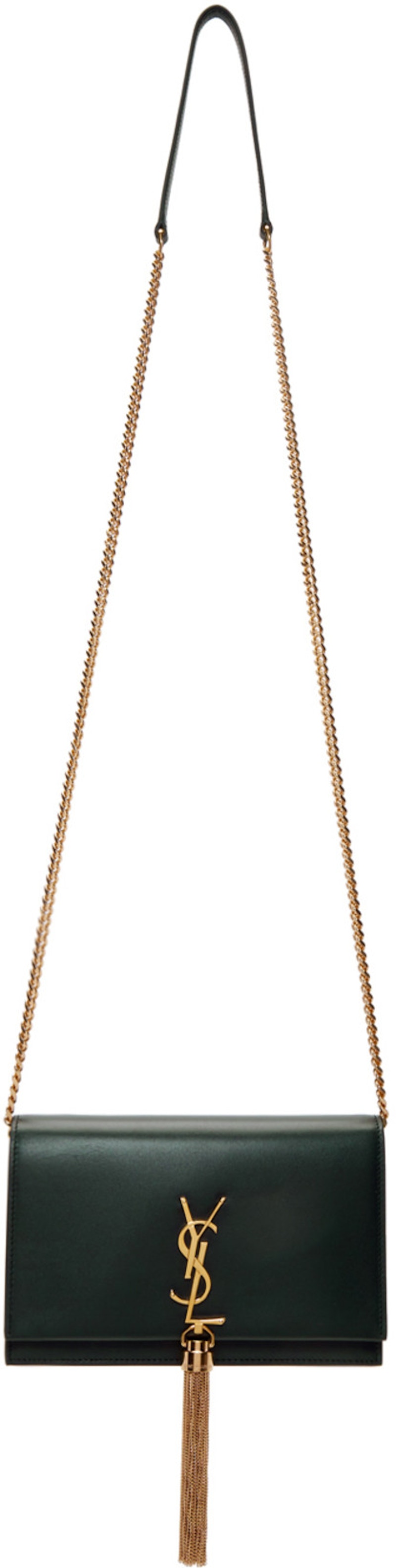 Saint Laurent Kate Tassel Chain Wallet Calfskin Green