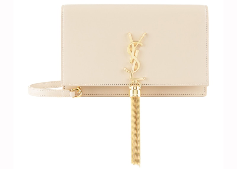 Saint Laurent Kate Tassel Smooth Leather Small Off-White