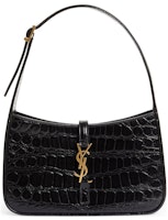 Saint Laurent Le 5 A 7 Croc Embossed Leather Hobo Black Saint Laurent Le 5 A 7 Croc Embossed Leather Hobo Black