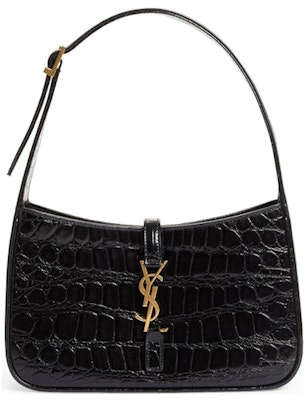 Saint Laurent Le 5 A 7 Croc Embossed Leather Hobo Black Buy Saint Laurent Le 5 A 7 Croc Embossed Leather Hobo Black