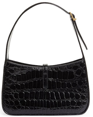 Saint Laurent Le 5 A 7 Croc Embossed Leather Hobo Black Lookbook Saint Laurent Le 5 A 7 Croc Embossed Leather Hobo Black