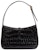 Saint Laurent Le 5 A 7 Croc Embossed Leather Hobo Black