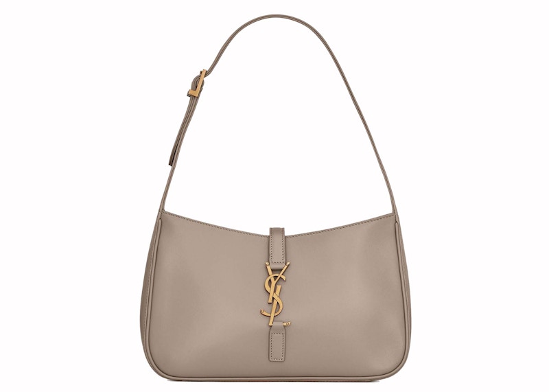 Saint Laurent Le 5 A 7 Hobo Bag in Smooth Leather Greyish Brown