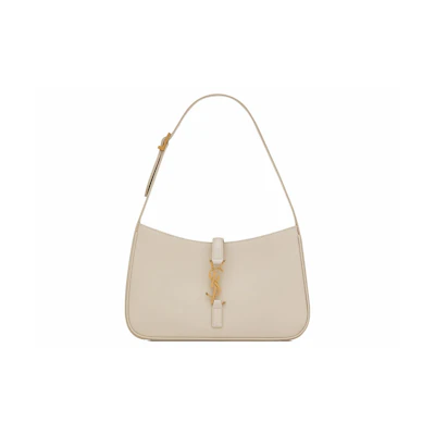Saint Laurent Le 5 A 7 Hobo Bag In Smooth Leather Blanc Vintage