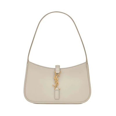 Saint Laurent Le 5 A 7 Mini Hobo Bag In Smooth Leather Blanc Vintage