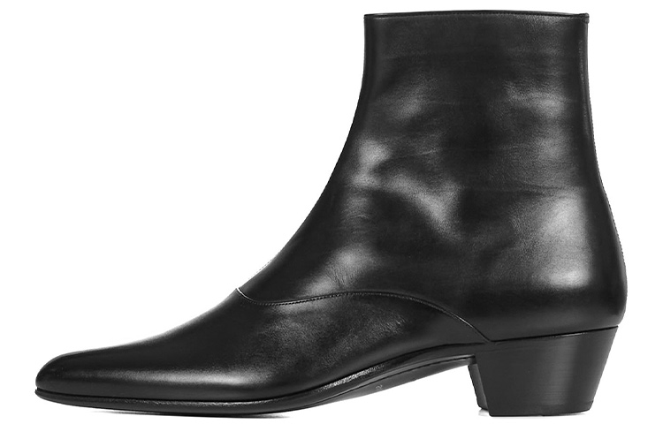 Buy 聖羅蘭 皮革短靴 黑色