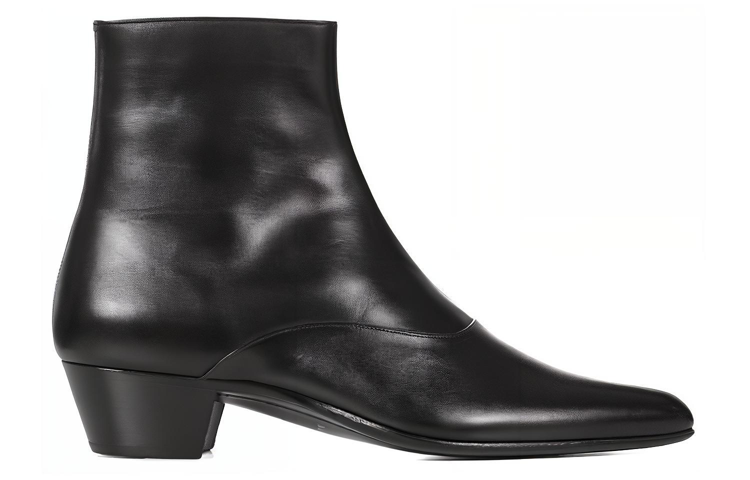 Order 聖羅蘭 皮革短靴 黑色