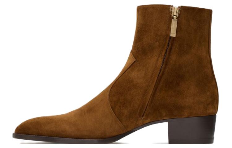 Saint Laurent Leather Ankle Boots 'Brown' 7551790LI00