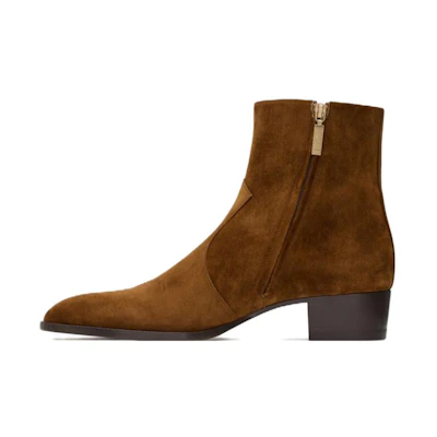 Saint Laurent Leather Ankle Boots 'Brown'