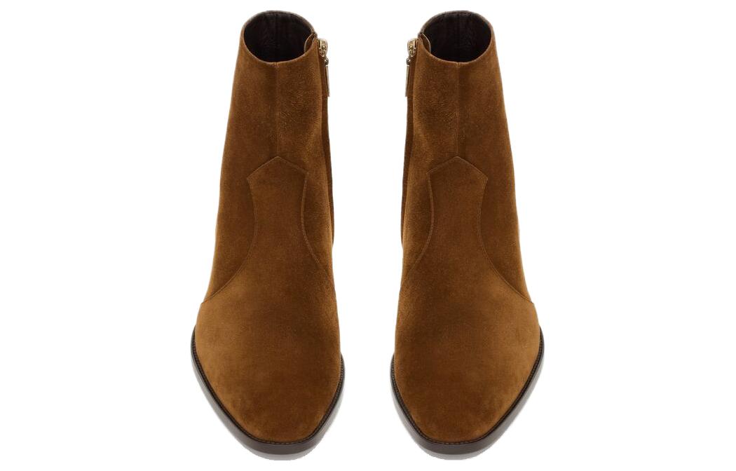 Shop Botines de Cuero Saint Laurent 'Marrón' 7551790LI00