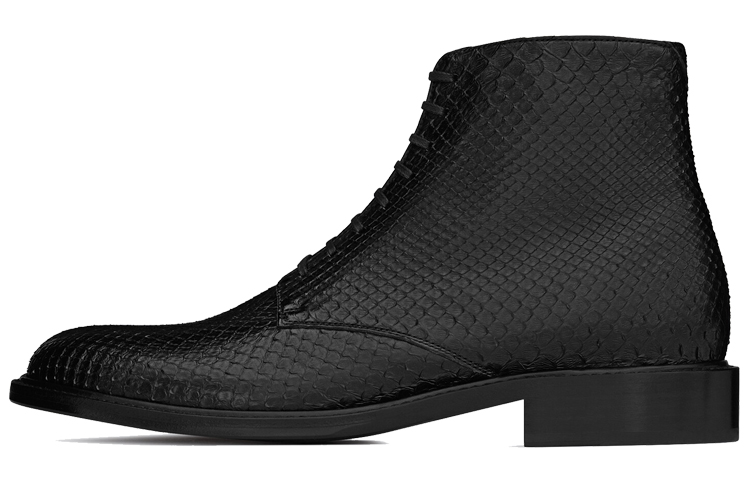 Saint Laurent Leather Lace-Up Ankle Boots 'Black' 6493412PL001000