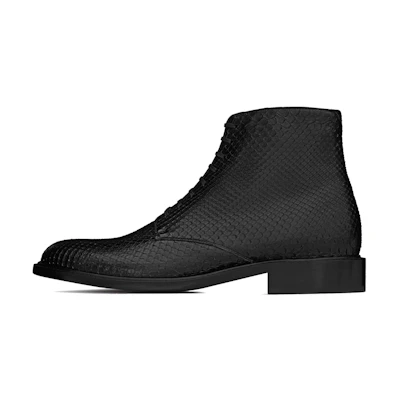 Saint Laurent Leather Lace-Up Ankle Boots 'Black'