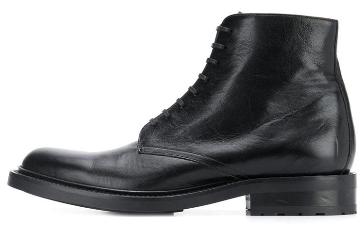 Saint Laurent Leather Lace-Up Ankle Boots 'Black' 58186300E001000