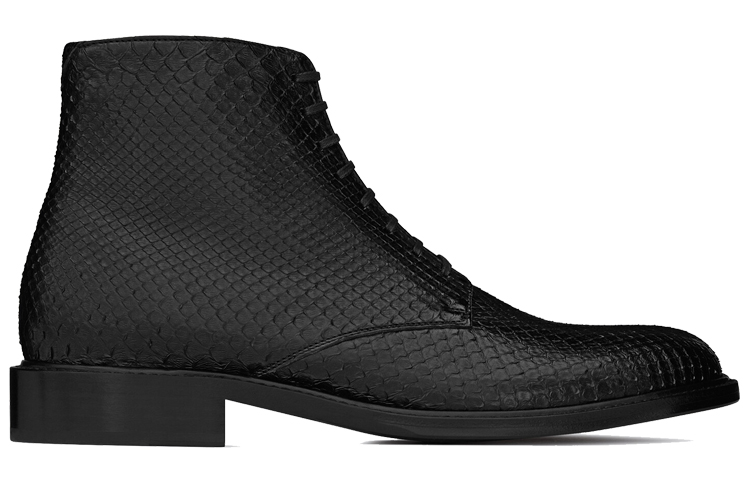 Order 생 로랑 블랙 레더 레이스업 앵클 부츠 6493412PL001000