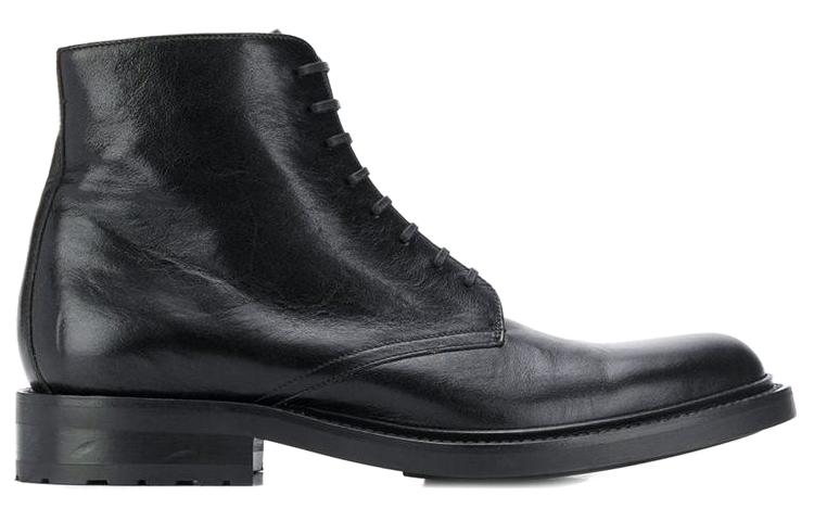 Order Saint Laurent Leather Lace-Up Ankle Boots 'Black' 58186300E001000