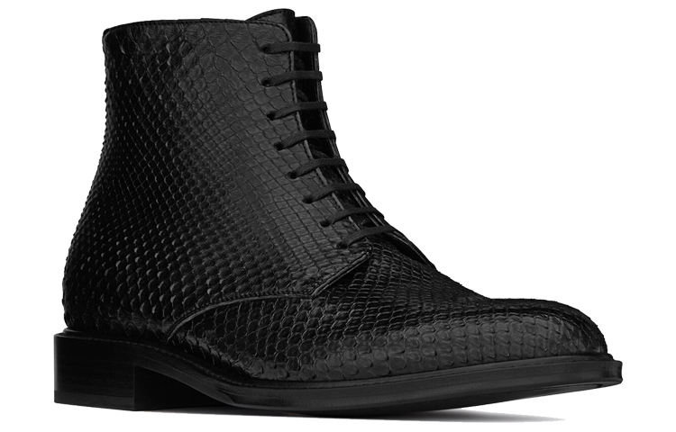 Lookbook 생 로랑 블랙 레더 레이스업 앵클 부츠 6493412PL001000