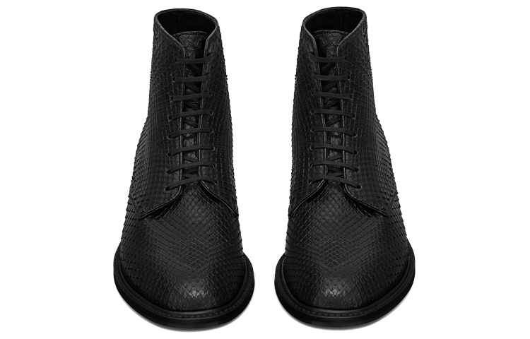 Shop 생 로랑 블랙 레더 레이스업 앵클 부츠 6493412PL001000