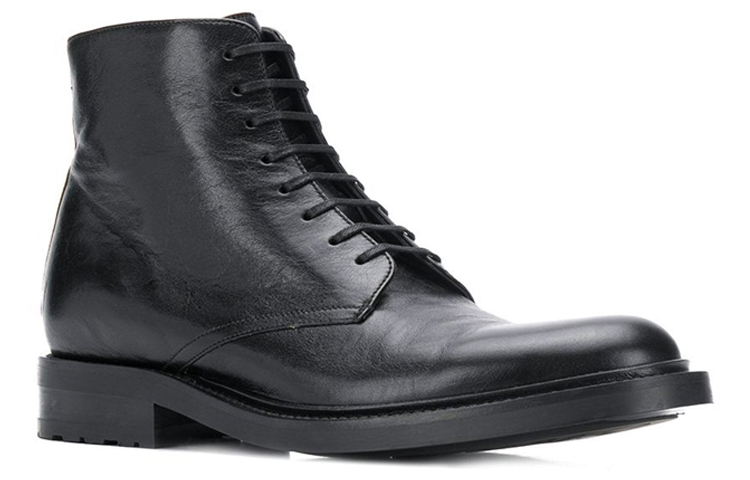 Shop Saint Laurent Leather Lace-Up Ankle Boots 'Black' 58186300E001000