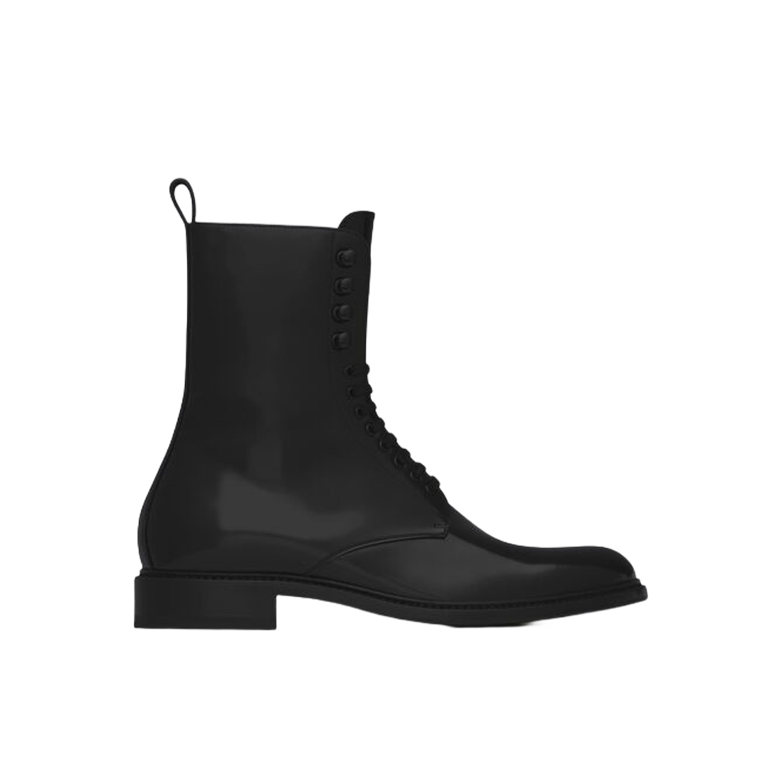 Saint Laurent Leather Lace-Up Round-Toe Ankle Boots 'Black' 731710AABKM1000