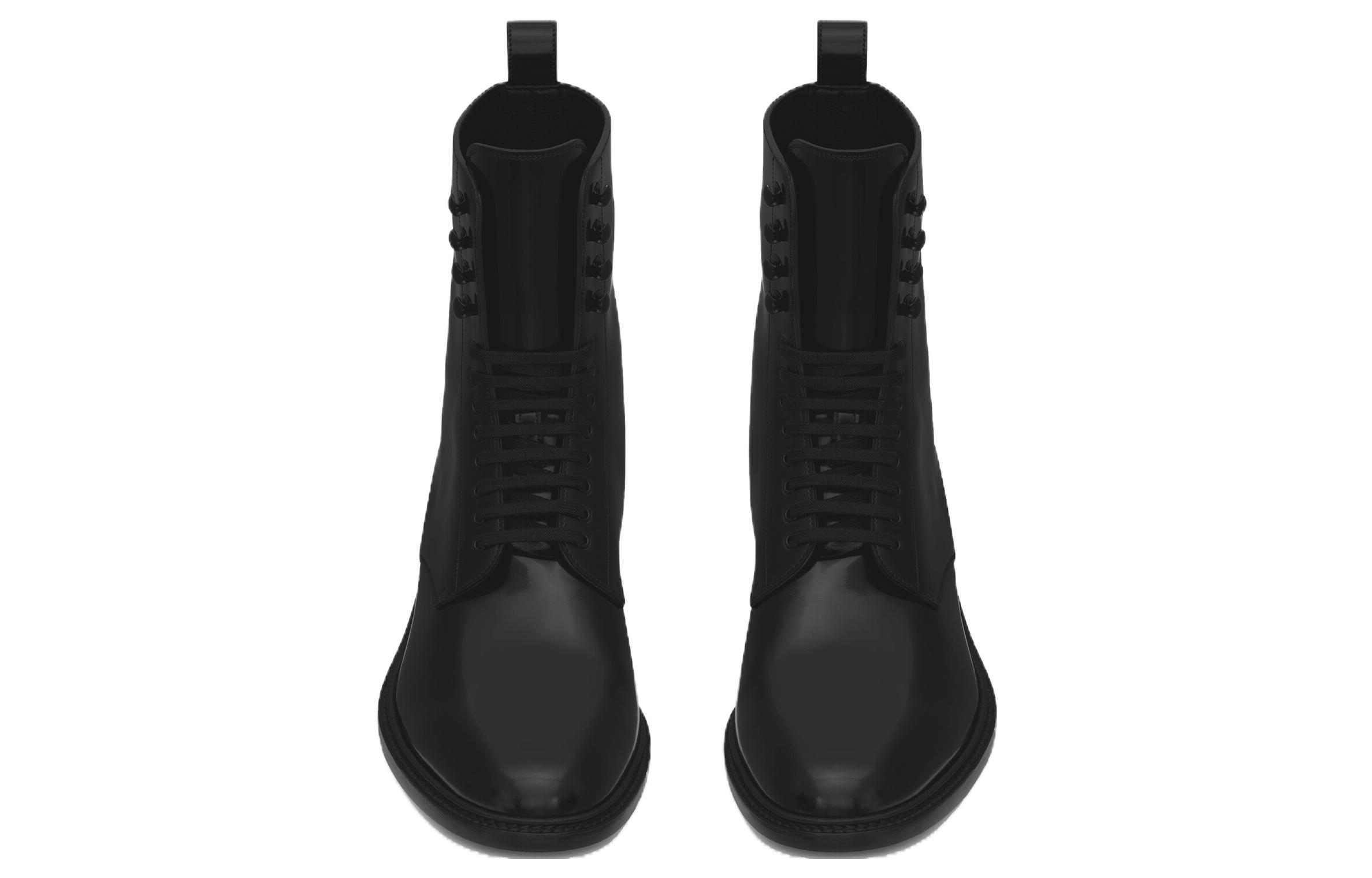 Lookbook 圣罗兰黑色圆头皮质系带短靴 731710AABKM1000