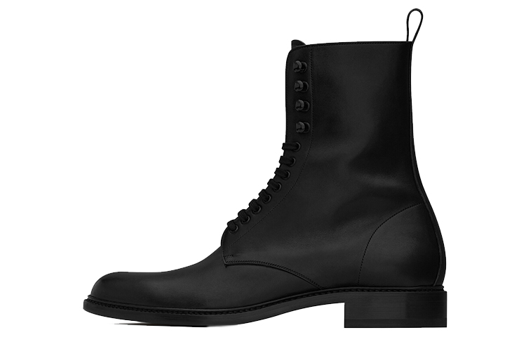 Saint Laurent Leather Matte Chunky Heel Ankle Boots 2cm 'Black' 731711AABN51000