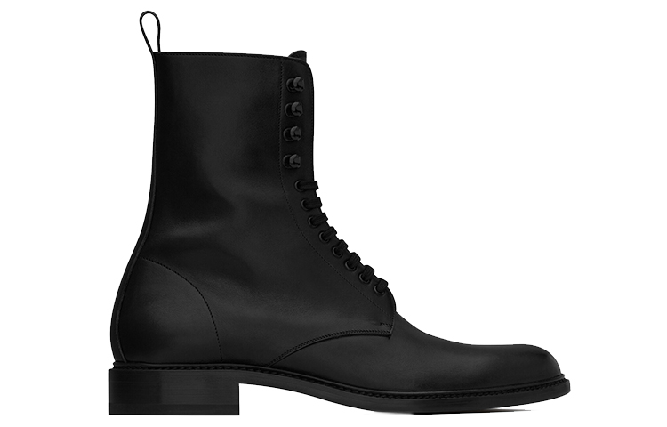 Order SAINT LAURENT 聖羅蘭 牛皮 啞光粗跟 短靴 2cm 男款 黑色