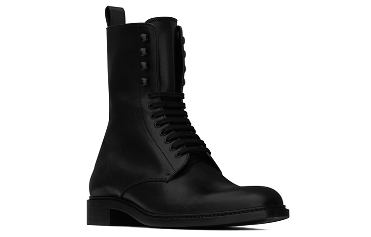 Lookbook SAINT LAURENT 聖羅蘭 牛皮 啞光粗跟 短靴 2cm 男款 黑色