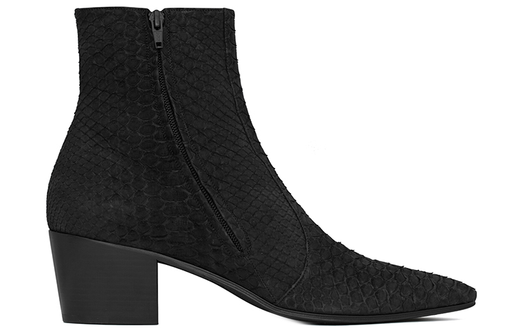 Order Saint Laurent But Kulit Bertumit Zip Buku Lali 'Hitam 6cm' 748880EY1001000