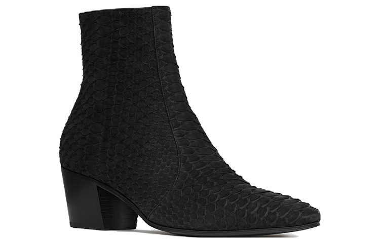 Lookbook Saint Laurent Leather Pointed Zip Ankle Boots 'Black 6cm' 748880EY1001000
