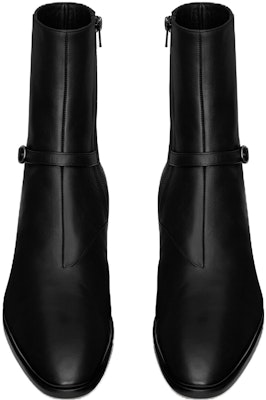 Saint Laurent Leather Round-Toe Buckle Ankle Boots 4.5cm 'Black' 755986AACF61000 Shop Saint Laurent Leather Round-Toe Buckle Ankle Boots 4.5cm 'Black' 755986AACF61000