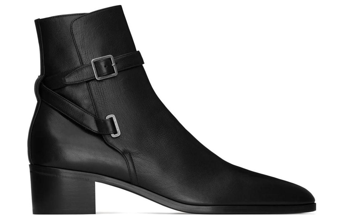Order Saint Laurent Leather Round Toe Ankle Boots 4.5cm 'Black' 75598225V001000