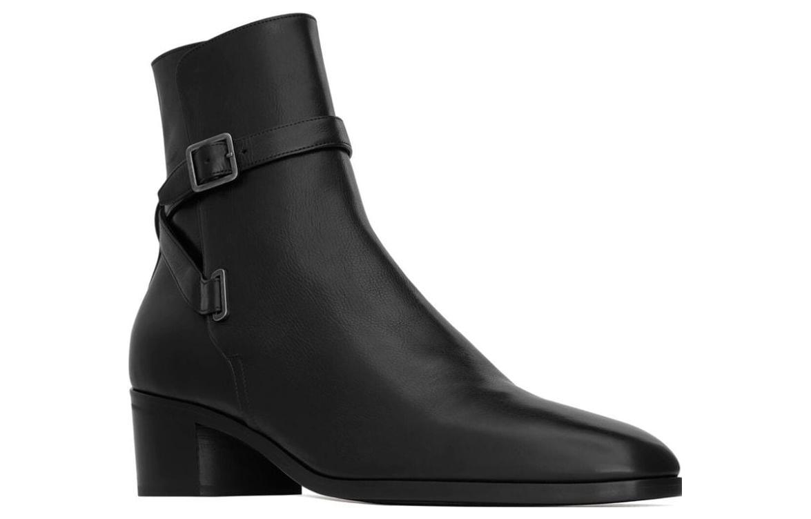 Lookbook Saint Laurent Leather Round Toe Ankle Boots 4.5cm 'Black' 75598225V001000
