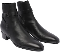 Shop Saint Laurent Leather Round Toe Ankle Boots 4.5cm 'Black' 75598225V001000