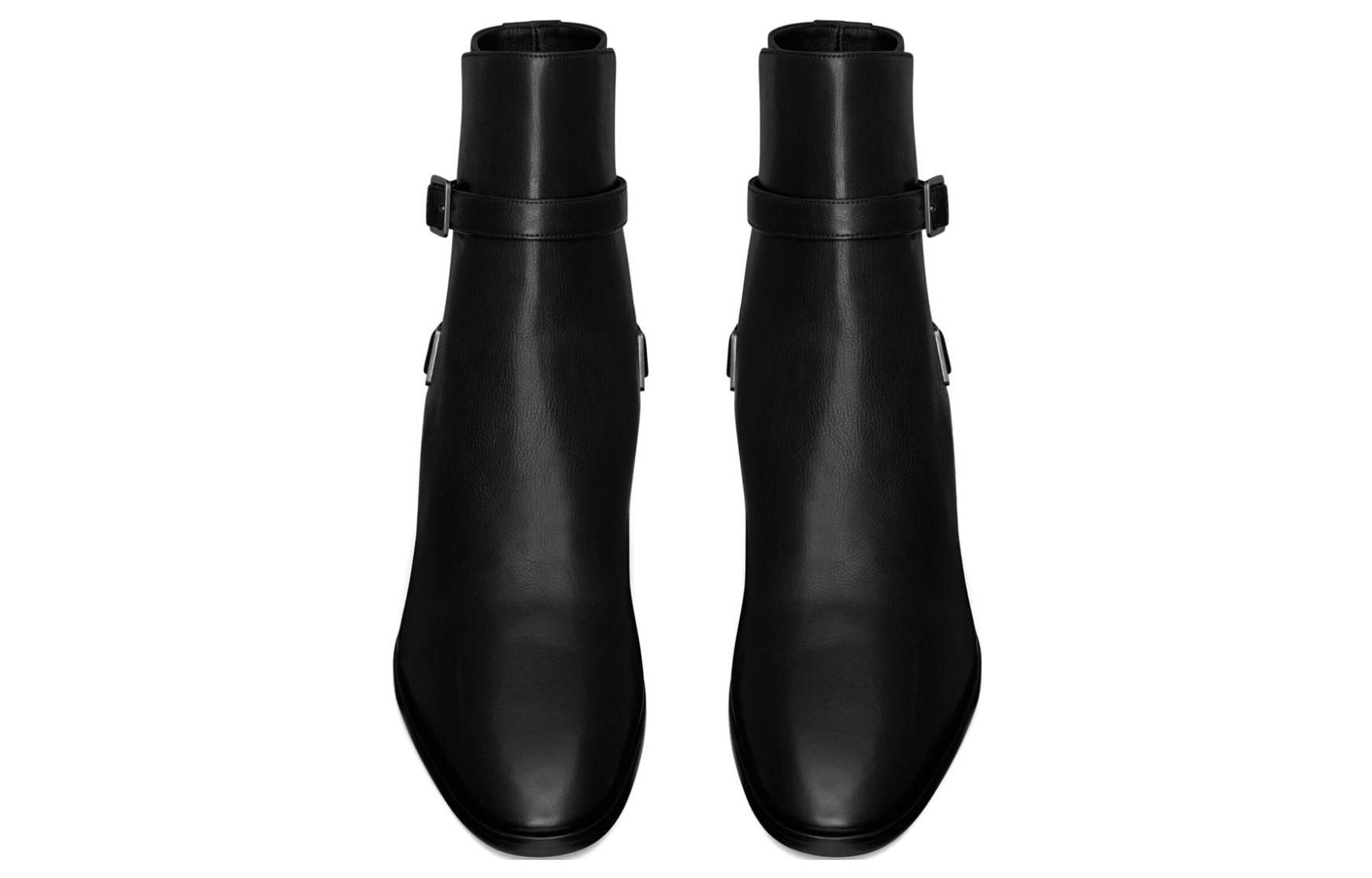 Purchase Saint Laurent Leather Round Toe Ankle Boots 4.5cm 'Black' 75598225V001000