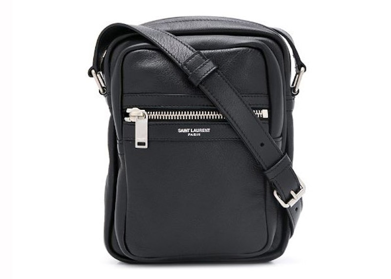 Buy 聖羅蘭黑色Sid皮革斜挎包