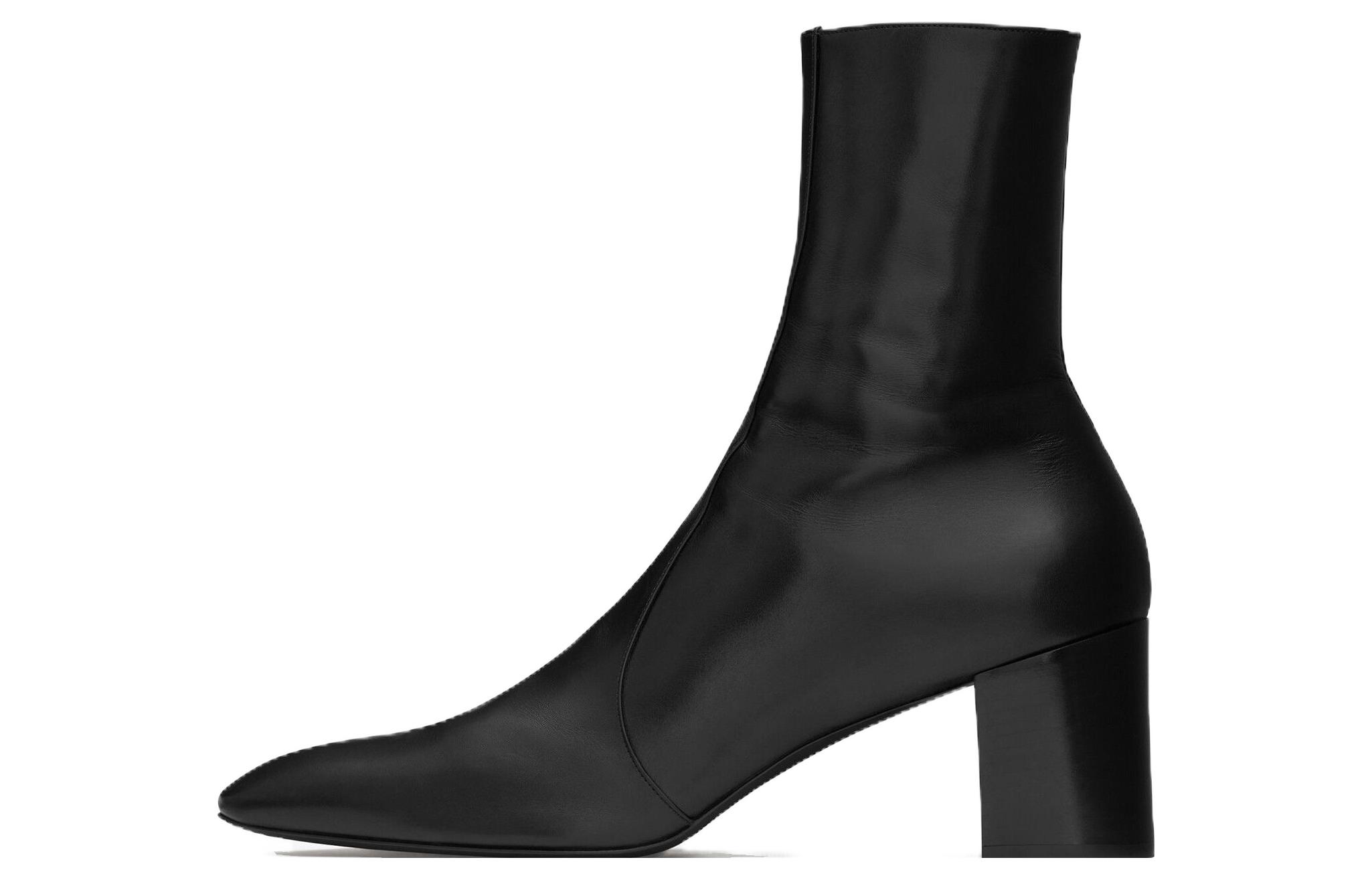 Saint Laurent Leather Zip Boot 7cm 'Black Ankle' 756859AACG81000