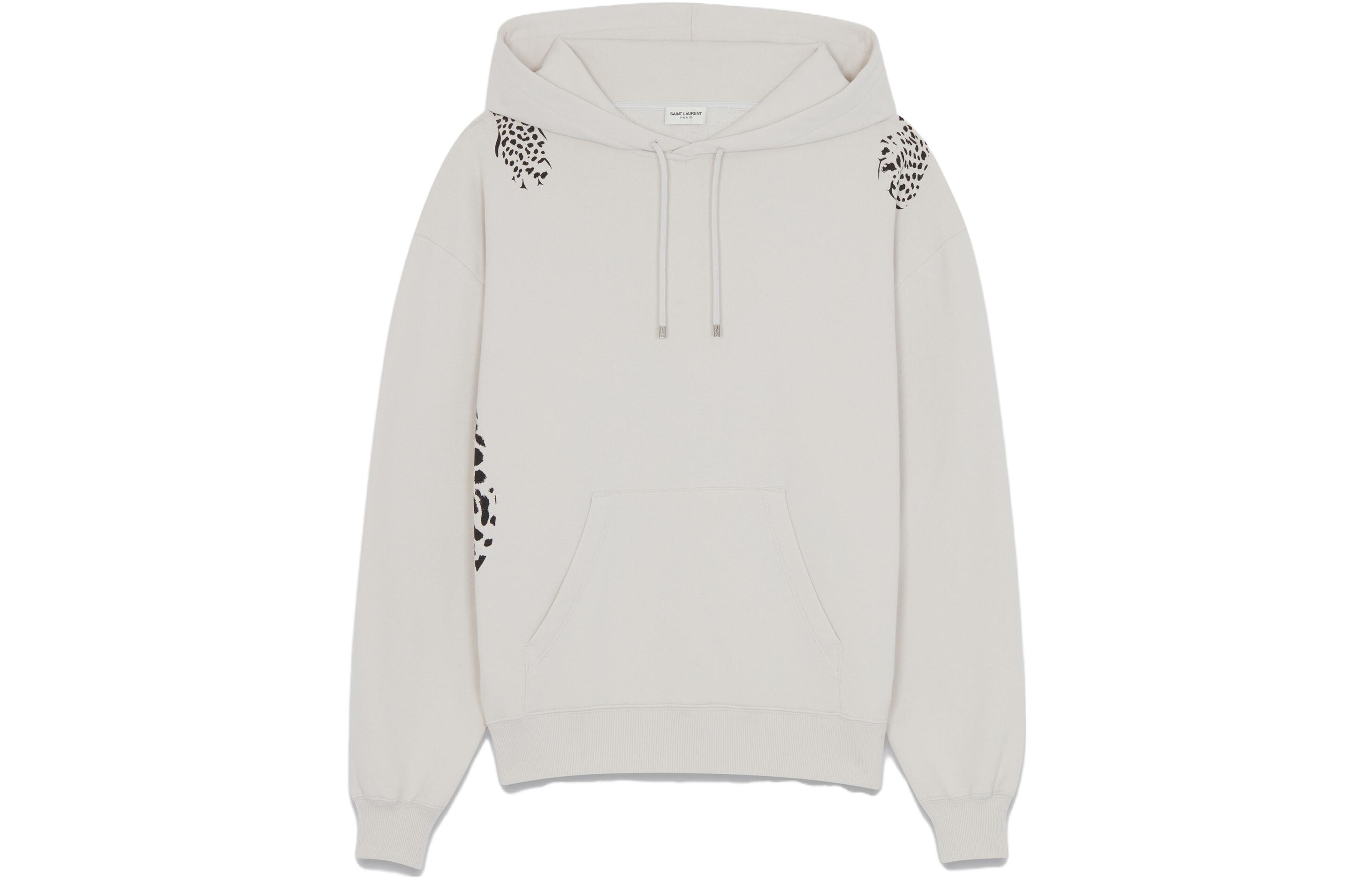 Saint Laurent Leopard Print Climbing Casual Sweatshirt White 712364Y37BU9766