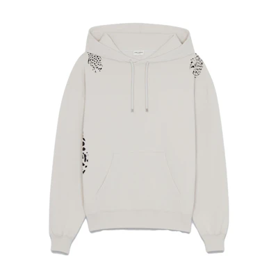 Saint Laurent Leopard Print Climbing Casual Sweatshirt White 712364Y37BU9766