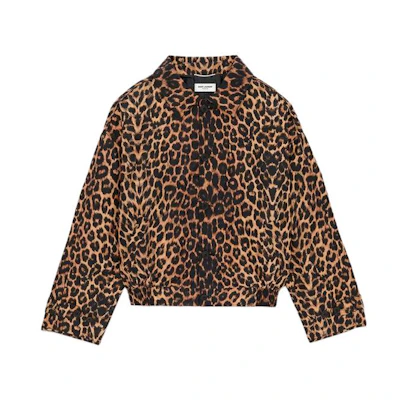 Saint Laurent Leopard Print Silk Button Jacket Yellow 770540Y1I809664