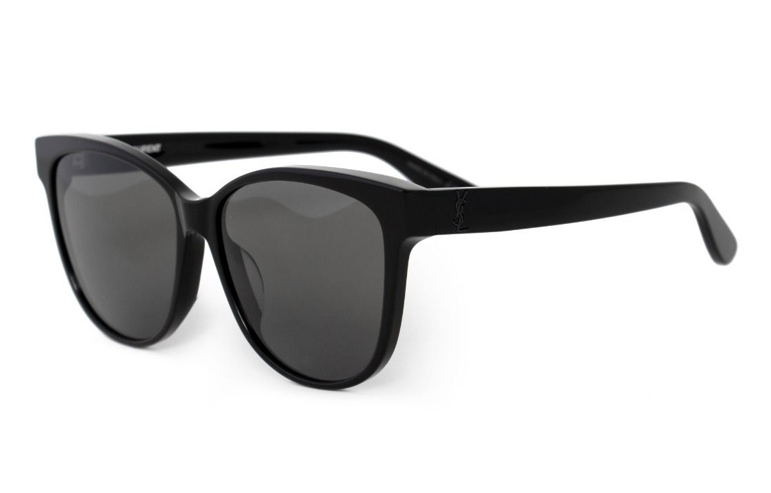 SAINT LAURENT Logo Cat-Eye Sunglasses Unisex Black Classic Style. SLM23K-001