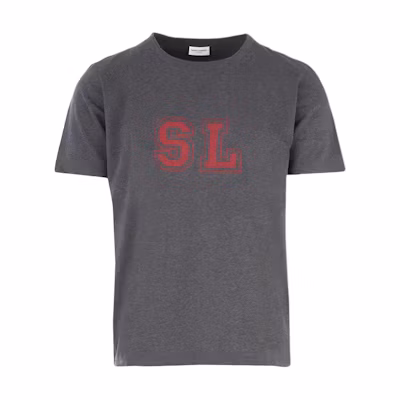 SAINT LAURENT Logo Crew Neck Short Sleeve T-Shirt Men’s Grey. 500231YB20H1302