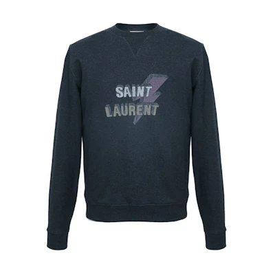 SAINT LAURENT Logo Crewneck Pullover Sweatshirt Men’s Grey. 500649YB20E1466